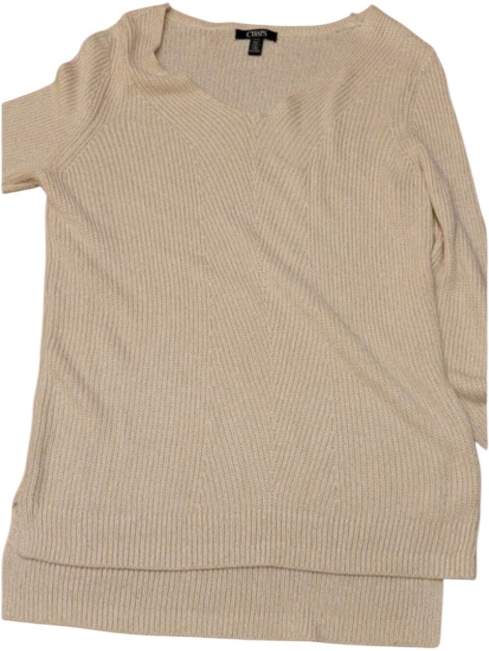 Chaps Cream V-Neck Long Sleeve Women's Sweater